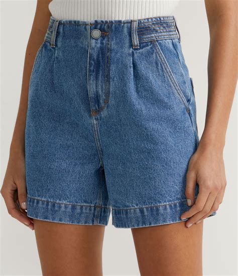 Bermuda Mom Jeans C S Pespontado Azul