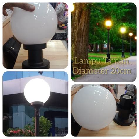 Jual Kap Lampu Taman Bulat Putih Susu Fitting E Diameter Cm Di