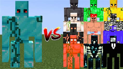 DIAMOND GOLEM Vs ALL GOLEMS Minecraft Mob Battle Diamond Golem Vs