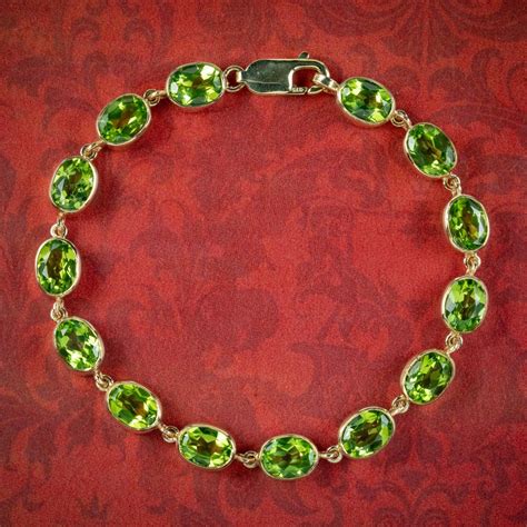 Peridot Bracelet Ct Gold Ct Of Peridot Etsy Uk In