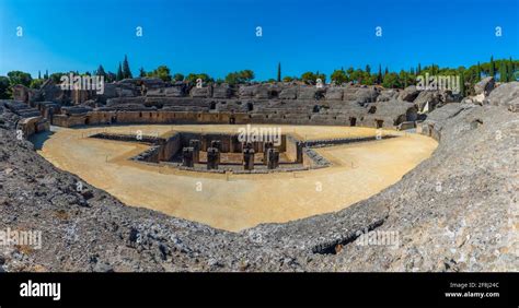 The Roman Amphitheatre At Italica Spain Stock Photo Alamy