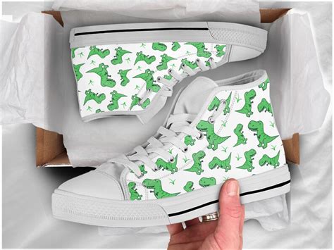 Green Dinosaur Shoes Dinosaur Sneakers Cute Dinosaur Etsy