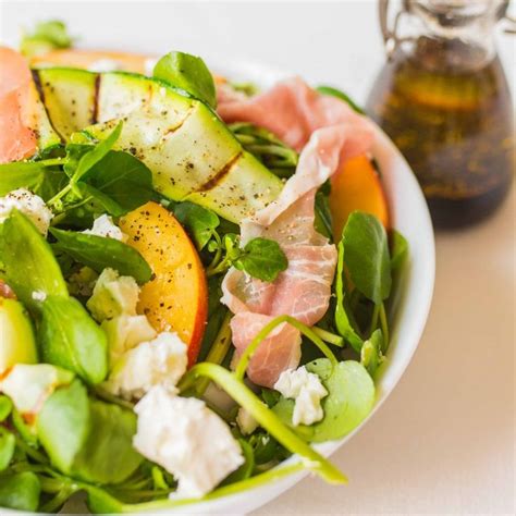 Prosciutto Feta And Nectarine Salad With Griddled Courgette Nicky S