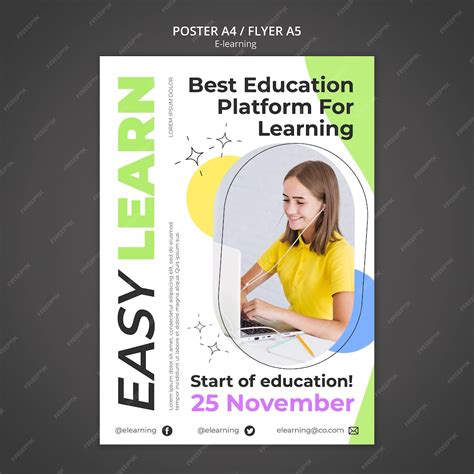 Premium Psd Flat Design E Learning Concept Poster Template