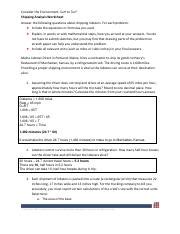 Shipping Analysis Worksheet Pdf Consider The Environment Surf To Turf