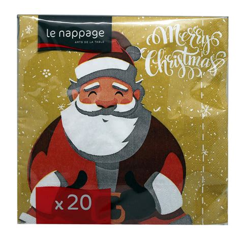 Serviette en papier 33x33 cm décorée santa x20 LE NAPPAGE le lot de