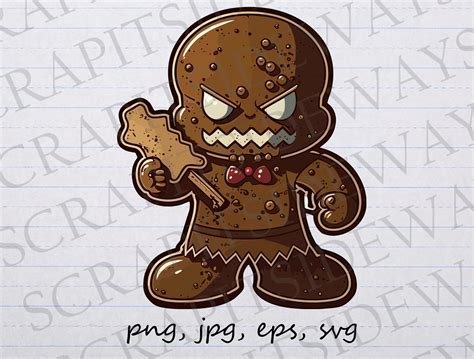 Evil Gingerbread Man Clipart Vector Graphic Svg Png Jpg Eps - Etsy