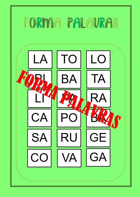 Atividade Forma Palavras Educa Market