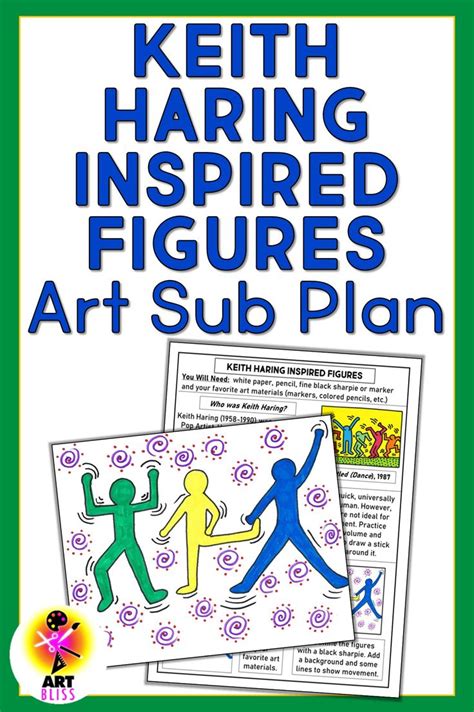 No Prep Middle School Art Sub Plan Lesson - Keith Haring Inspired Figures