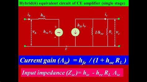 Hybrid H Equivalent Circuit Of Ce Amplifier Single Stage And Its