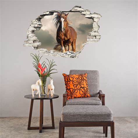 Sticker Trompe L Oeil Le Cheval Brun Stickers STICKERS ANIMAUX