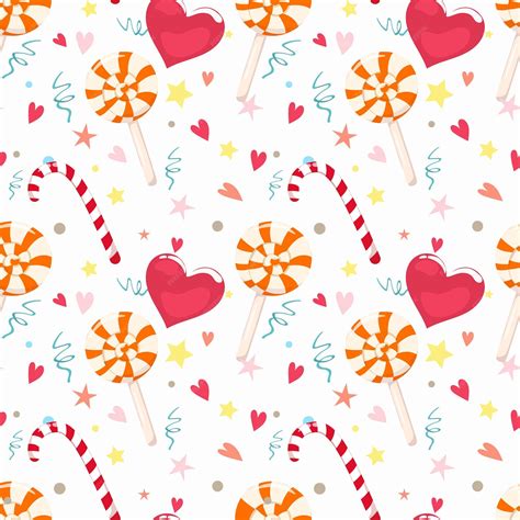 Premium Vector | Vector seamless party background with hearts candy and ...