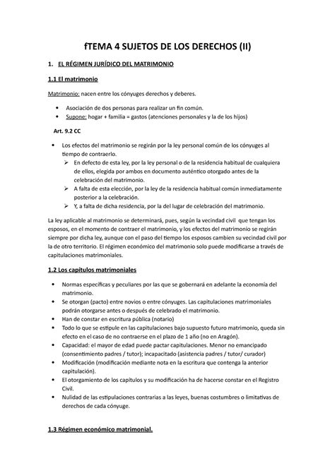 Tema 4 Derecho Apuntes Ftema 4 Sujetos De Los Derechos Ii 1 El