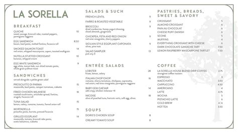 Menu — La Sorella