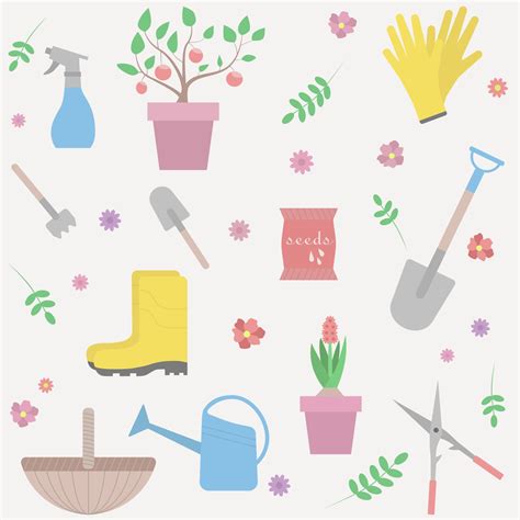 Gardening Seamless Pattern Vector Flat Illustration Of Gardening Elements 2188042 Vector Art