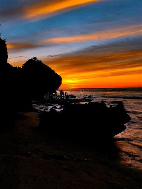 Sunset at Suluban Beach, Bali Indonesia Stock Image - Image of beach ...