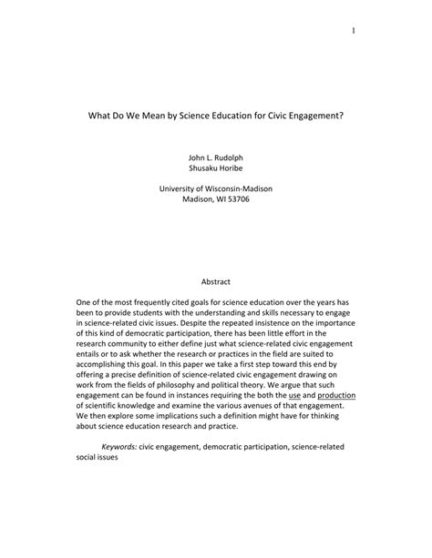 What Do We Mean By Science Education For Civic Engagement