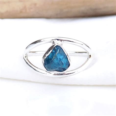 Apatite Ring, Raw Apatite Ring, Apatite Crystal Ring, 925 Sterling ...