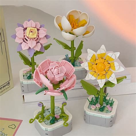 Eternal SunFlower Building Block Rose Flower Assembling Creative