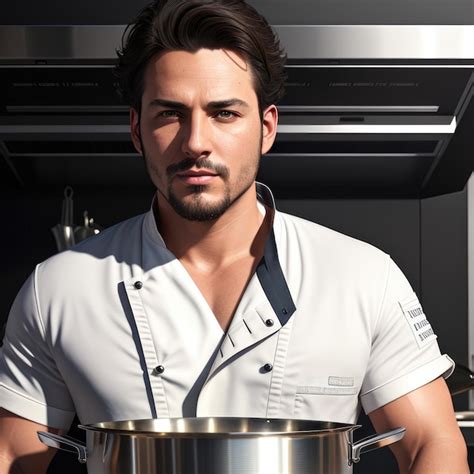 Premium Ai Image Portrait Of Handsome Professional Chef While Working