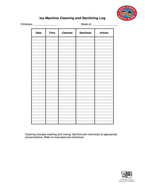 Ice machine cleaning log sheet: Fill out & sign online | DocHub