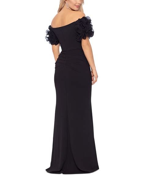 Xscape Off The Shoulder Ruffled Sleeve Gown Macy S