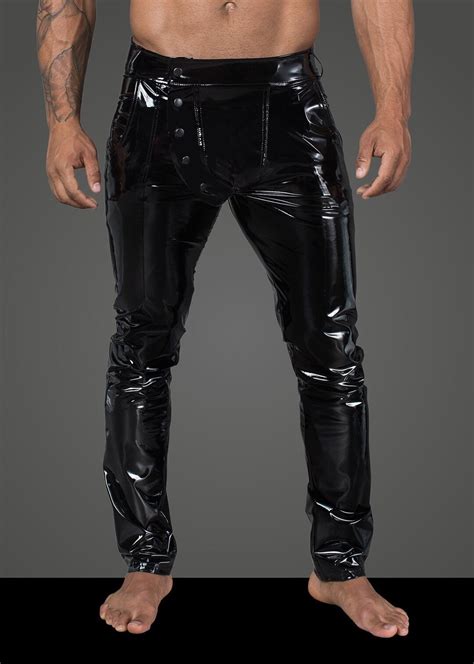 Mens Black Vinyl Pants With Studs Etsy