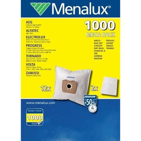 Sac Aspirateur Menalux 1000 MP Avec 12 Sacs Et 2 Micro Filtres