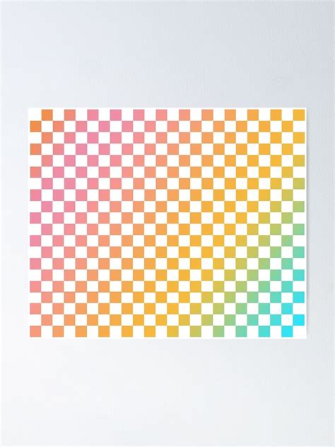 Colorful Rainbow Checks Checkered Checkerboard Aesthetic Pattern