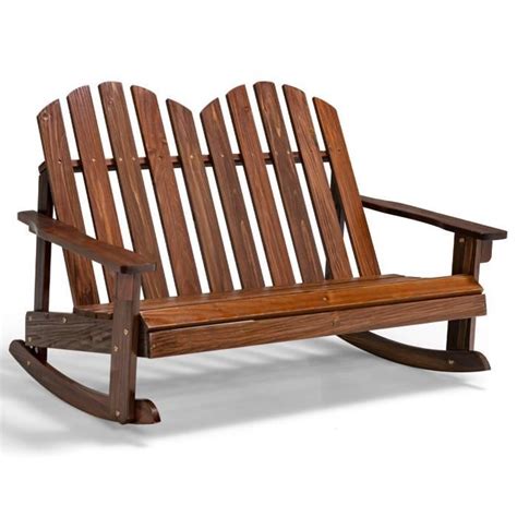 Costway Chaise Fauteuil Bascule Jardin En Bois De Sapin Places Pour