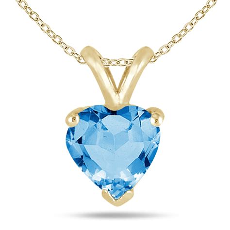 Szul Jewelry All Natural Genuine 6 Mm Heart Shape Blue Topaz Pendant