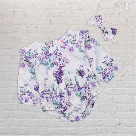 Free Shipping Newborn Baby Girl Clothes Purple Flower Baby Etsy