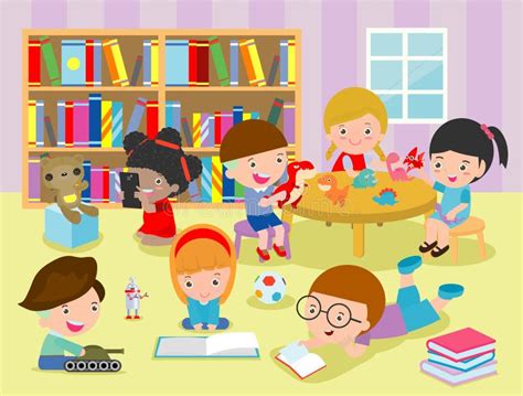 Group Of Happy School Kids In Classroomchildren`s Activity In The