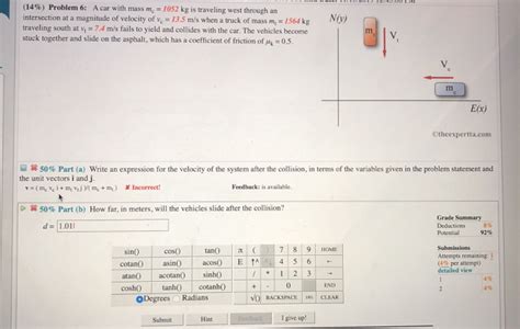 Solved 14 Problem 6 A Car With Mass M 1052 Kg Is Chegg