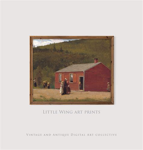 Vintage American Art Print | Iconic Little Red Schoolhouse | Rustic