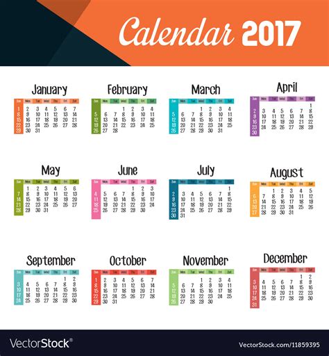 Calendar 2017 template icon Royalty Free Vector Image