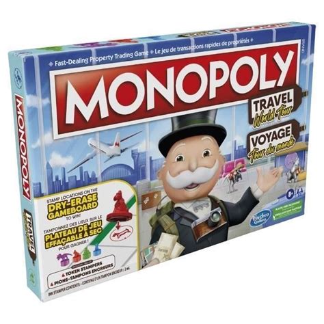 Monopoly Voyage autour du monde jeu de societe dès 8 ans Cdiscount