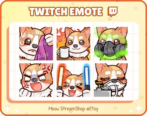 Twitch Emote Cute Corgi Emotes Pack Sweat This Is Fine Etsy