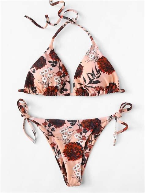 Flower Print Bikini Set Shein Sheinside Flower Print Bikini Set