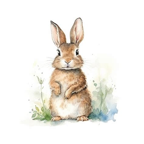 Premium AI Image | There is a watercolor painting of a rabbit sitting ...