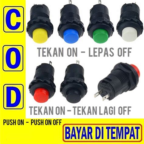 Jual Saklar Warna Switch Push On Off Bulat 12v 24 Volt 2 Pin Kaki