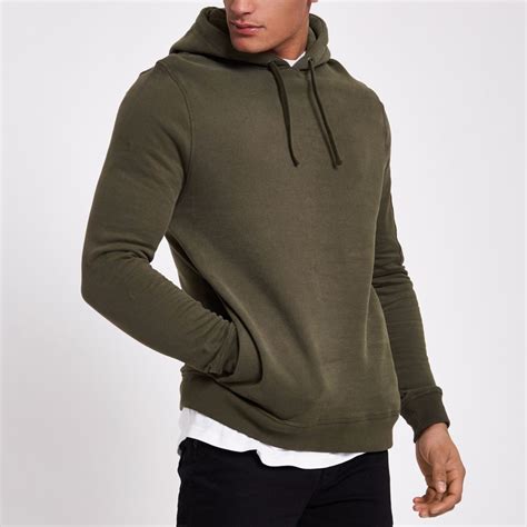 Dark Khaki Green Zip Sleeve Hoodie Hoodies And Sweatshirts Sale Men