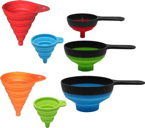 Kongnai Silicone Collapsible Kitchen Funnels 4 Pack Wide