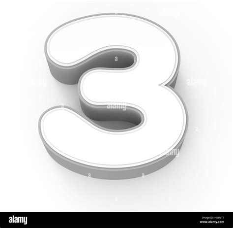 white number 3, 3D rendering graphic isolated on white background Stock ...