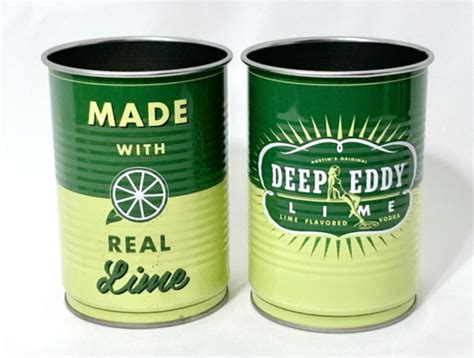 Set Of 2 Deep Eddy Lime Vodka Tin Can Cups 12oz Double Sided Graphic