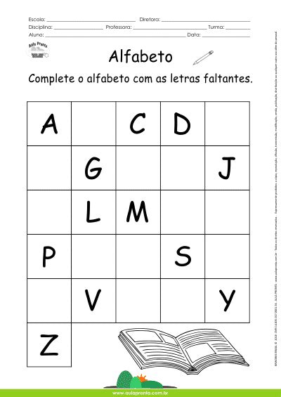 Complete O Alfabeto Com As Letras Que Faltam - Alfabeto - Complete com as letras faltantes - Aula Pronta