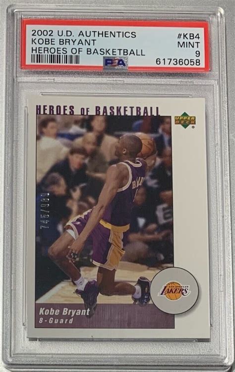 2002 UD Authentics KB4 Kobe Bryant 745 989 Heroes PSA 9 Pop 5 3