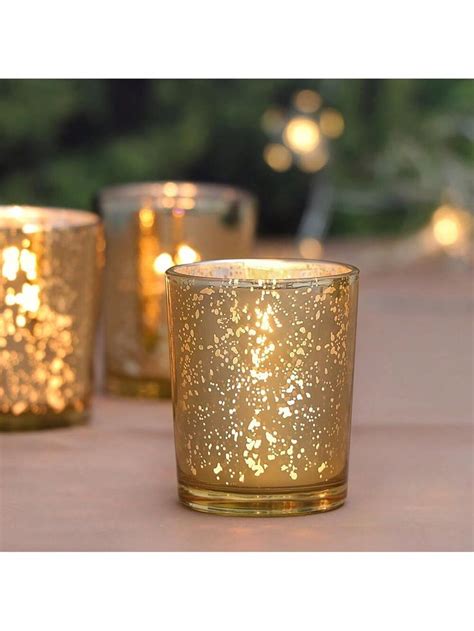 6 12 24 36pcs Gold Votive Candle Holders Speckled Mercury Gold Glass