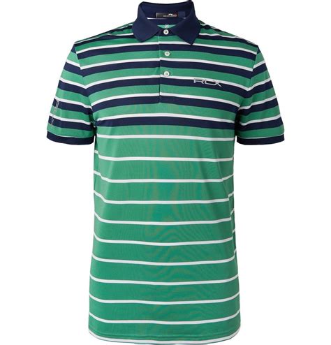 Rlx Ralph Lauren Striped Tech Piqu Golf Polo Shirt Men Green Rlx