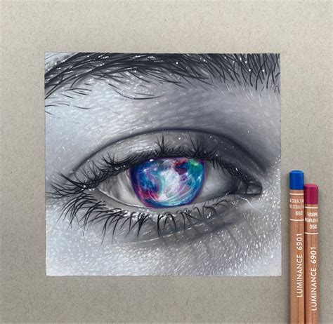 Galaxy eye drawing ! | Eye drawing, Prismacolor art, Color pencil art